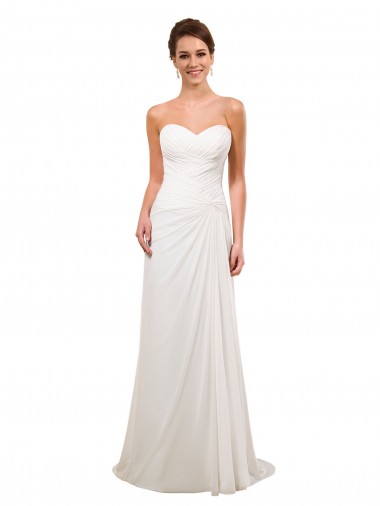 Shop Sweetheart Neckline Chiffon Wedding Dress with Criss-Cross Ruched Bodice Canada