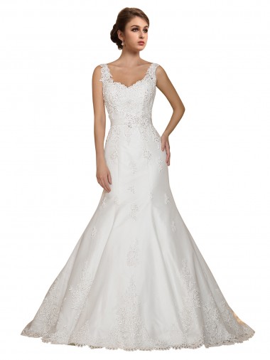 Shop Sweethart V-Neckline Lace Wedding Dress with Shoulder Straps Canada