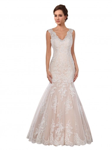 Shop Classic Fit and Flare V-Neck Mermaid Lace Wedding Dress Canada