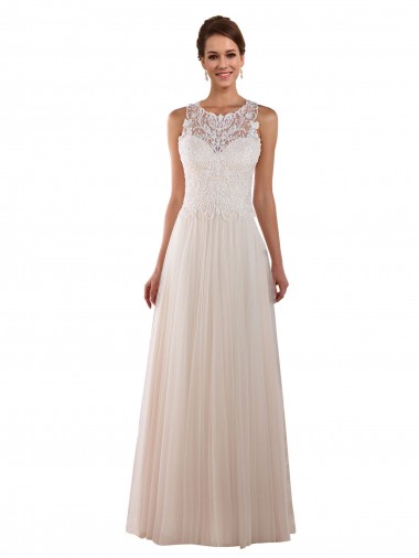 Shop High Neck A-Line Tulle Wedding Dress with Lace Back Canada