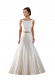 Modern Boat Neck Mermaid Satin Wedding Dress with Deep V-Back