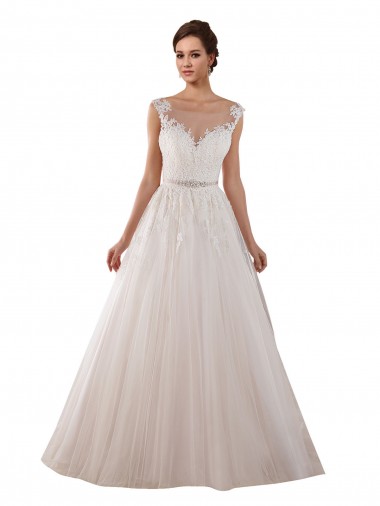 Shop Illusion Sweetheart Neck Ball Gown Tulle Wedding Dress with Lace Bodice Canada