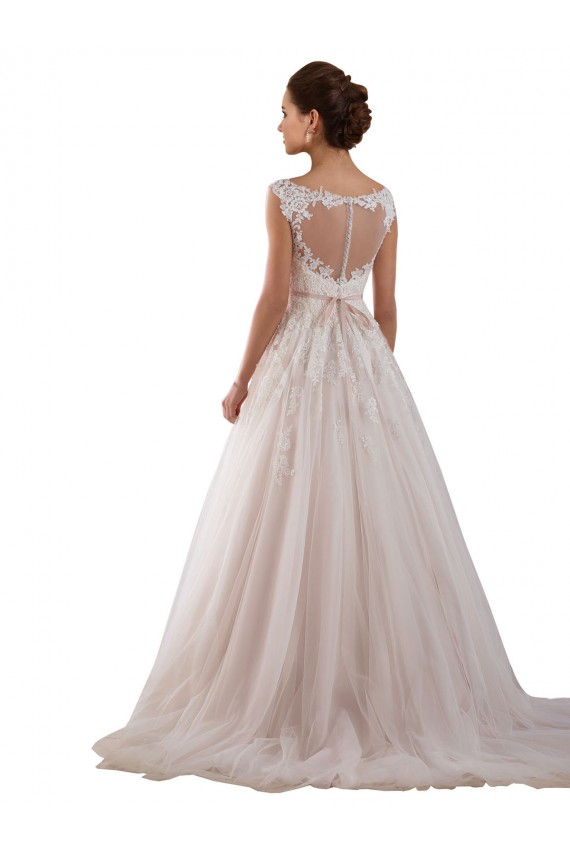 Illusion Sweetheart Neck Ball Gown Tulle Wedding Dress with Lace Bodice