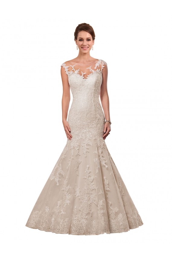 Fit and Flare Illusion Neck Lace Wedding Dress