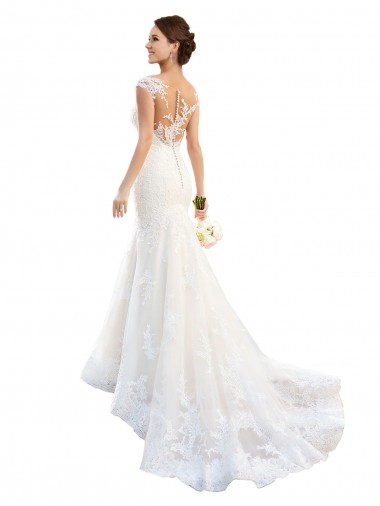 Shop Fit and Flare Illusion Neck Lace Wedding Dress Canada