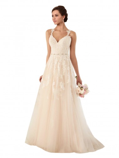 Shop Sweetheart A-Line Tulle Wedding Dress with Lace Illusion Back Canada