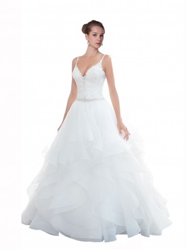 Shop Spaghetti Straps Ball Gown Beach Wedding Dress with Lace Bodice Canada