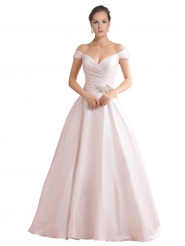 Shop Off the Shoulder Sweetheart Ball Gown Satin Wedding Dress Canada