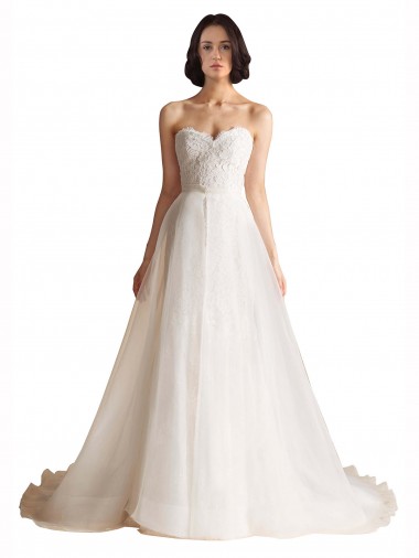 Shop Strapless Sweetheart Lace Bodice A-Line Organza Wedding Dress Canada