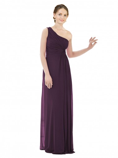 Shop Draped One Shoulder Full Length Chiffon Bridesmaid Dress Canada