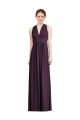 Long Chiffon V-Neck Bridesmaid Dress with Shirred Bodice