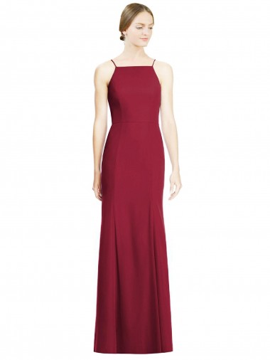 Shop High Square Trumpet Chiffon Bridesmaid Dress with Lace-Up Open Back Canada