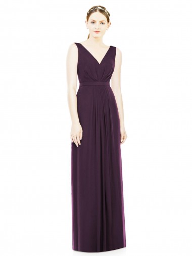 Shop V-Neckline Sleevelss Full Length Chiffon Bridesmaid Dress Canada