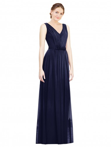 Shop Full-Length V-Neck Lux Chiffon Bridesmaid Dress with V-Back Canada