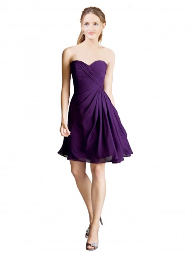 Shop Draped Chiffon Long Sweetheart Cocktail Bridesmaid Dress Canada