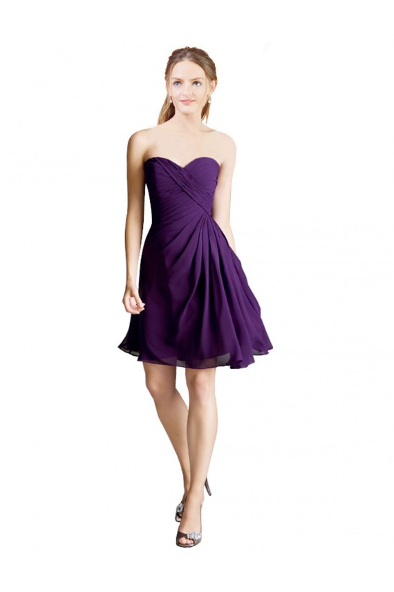 Draped Chiffon Long Sweetheart Cocktail Bridesmaid Dress