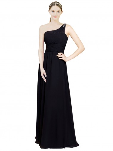 Shop Sweetheart Chiffon Bridesmaid Dress with Beaded One Shoulder Strap Canada