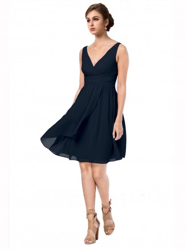 Shop Short Knee Length Criss Cross Draped Chiffon Cocktail Bridesmaid Dress Canada