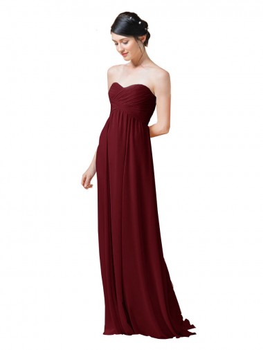 Shop Hand-Ruched Sweetheart Long Chiffon Bridesmaid Dress Canada