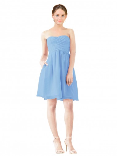 Shop Short Knee Length Chiffon Cocktail Bridesmaid Dress with Twisted Strapless Sweetheart Neckline Canada