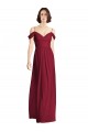 Off the Shoulder Long Chiffon Bridesmaid Dress with Pleated Sleeves