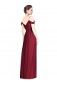 Off the Shoulder Long Chiffon Bridesmaid Dress with Pleated Sleeves