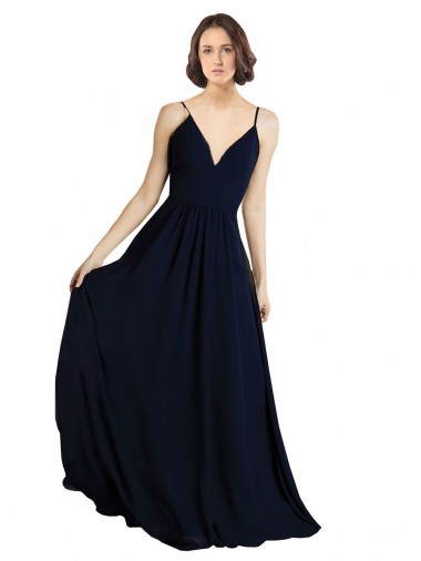 Shop Simple Chiffon Bridesmaid Dress with Deep V-Neckline Canada