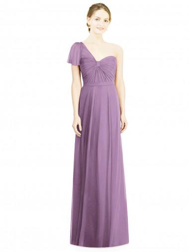 Shop Flutter Sleeves One Shoulder Long Chiffon Bridesmaid Dress Canada