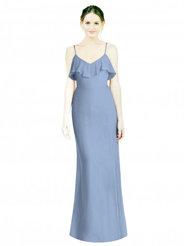 Shop Deep Open Back Long Chiffon V-Neck Bridesmaid Dress Canada