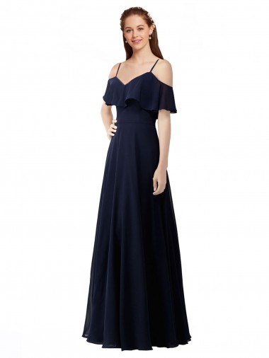 Shop Chiffon Bridesmaids Dress with Off the Shoulder Ruffle Detail Canada