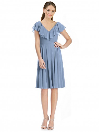 Shop Cocktail Length V-Neck V-Back Short Chiffon Bridesmaid Dress Canada