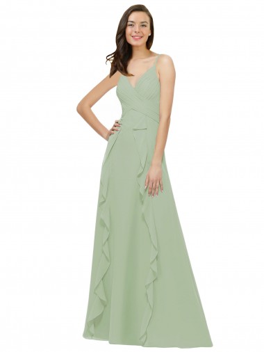 Shop Chiffon Bridesmaid Dress with Ruffles and Draping Canada