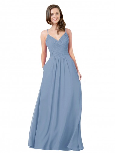 Shop A-Line Ruched V-Neckline Chiffon Bridesmaid Dress Canada