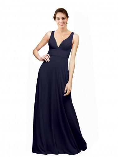 Shop Open Back Long Chiffon Bridesmaid Dress with Plunging V-Neck Bodice Canada