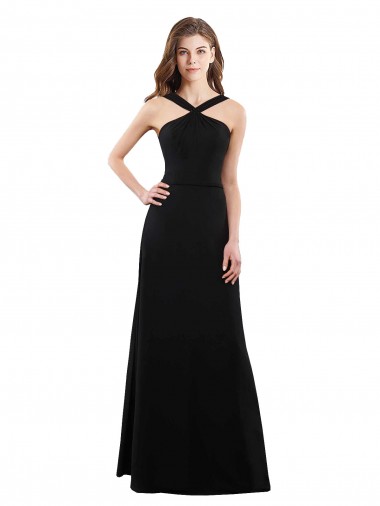 Shop Chiffon A-Line Bridesmaid Dress with Criss Cross Halter Top Canada