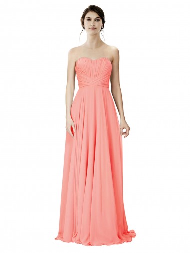 Shop Strapless Chiffon Bridesmaid Dress with Ruched Sweetheart Neckline Canada