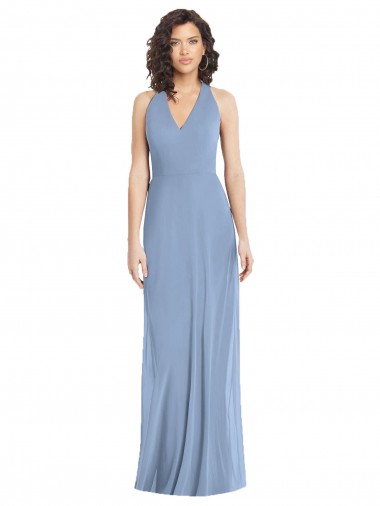 Shop V-Neck Halter Back Straps Chiffon Formal Bridesmaid Dress Canada