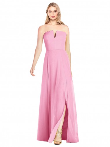 Shop Strapless Notch Chiffon Maxi Bridesmaid Dress Canada