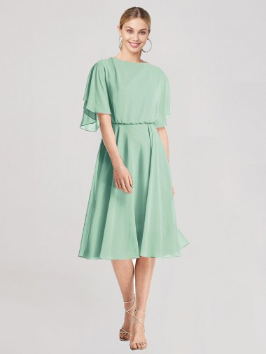 Shop Open Back Flutter Sleeves Cocktail Length Chiffon Bridesmaid Dress Canada