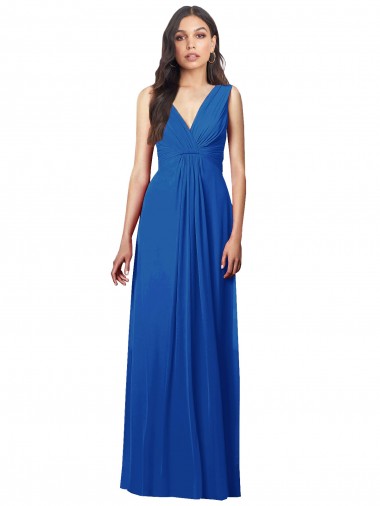 Shop Draped V-Neck Shirred Chiffon Maxi Bridesmaid Dress Canada