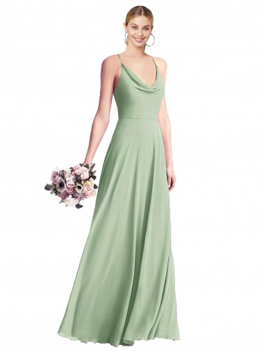 Shop Cowl Neck Criss Cross Back Chiffon Maxi Bridesmaid Dress Canada