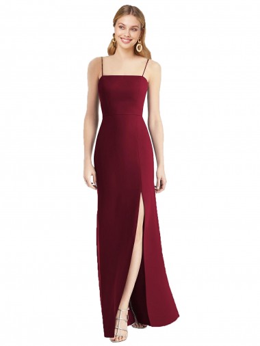 Shop Tie-Back Cutout Trumpet Chiffon Bridesmaid Dress with Front Slit Canada