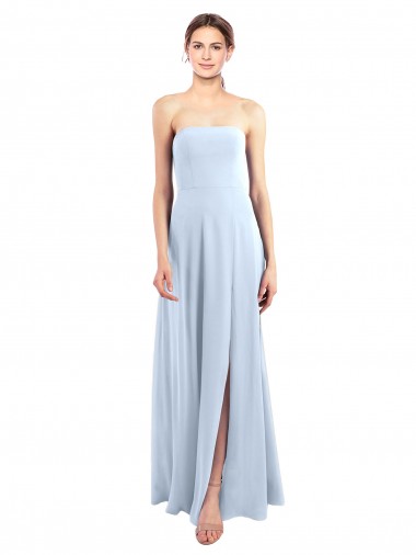 Shop Fitted Strapless Full Length Chiffon Bridesmaid Dress with Front Slit Canada