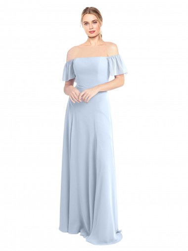 Shop Off the Shoulder Flutter Sleeves Long Chiffon Bridesmaid Dress Canada