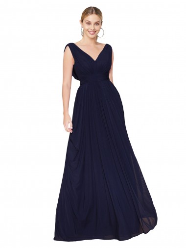 Shop Draped Long V-Neck Floor Length Chiffon Bridesmaid Dress / Formal Prom Dress Canada