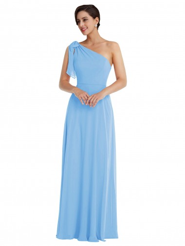 Shop Draped One Shoulder Maxi Bridesmaid Dress with Scarf Bow Canada