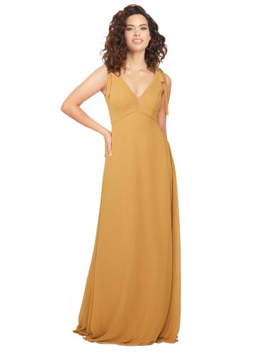 Shop Boho Chiffon Bridesmaid Dress with Tied Straps Canada