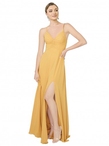 Shop Ruched Chiffon Bridesmaid Dress with Tie Back Detail Canada