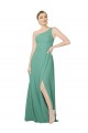 One Shoulder Asymmetric Chiffon Bridesmaid Dress with Pockets