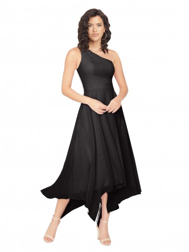 Shop Midi Length One Shoulder Chiffon Cocktail Bridesmaid Dress Canada